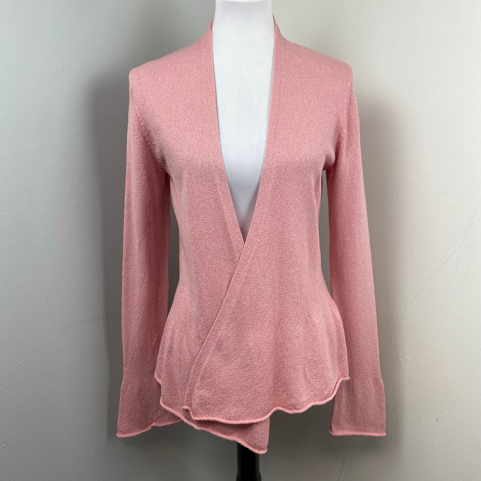 Eileen Fisher Pink Silk Open Cardigan Knit Sweater Women Small